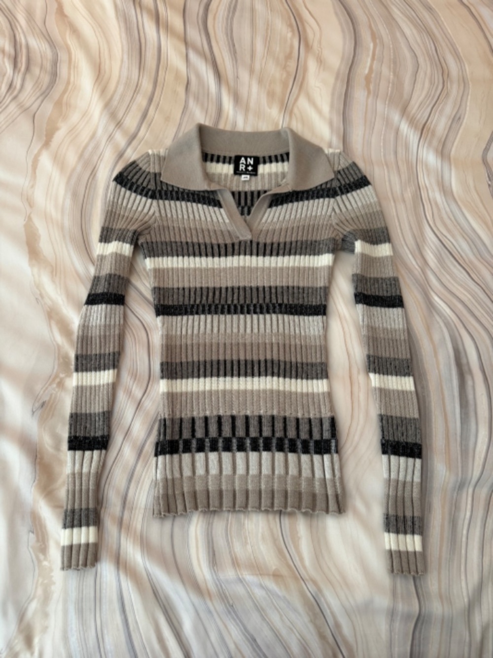 Women's Alp N Rock Luisa Polo Sweater Striped "Stone" Color Stretchy Sz XS $258 - Picture 12 of 14